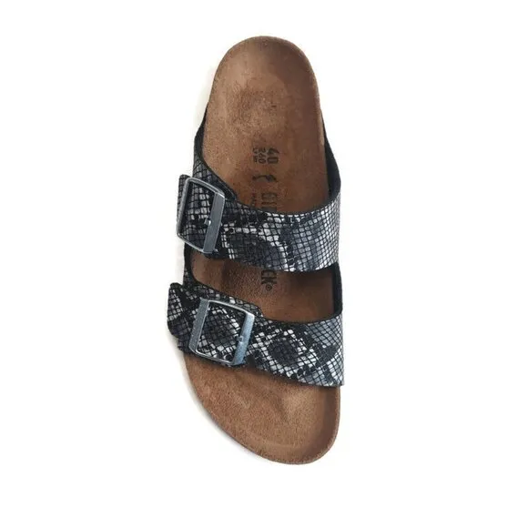 Birkenstock Arizona Sandals Mens 7 - 7.5 Womens 9 - 9.5 Black Python Narrow