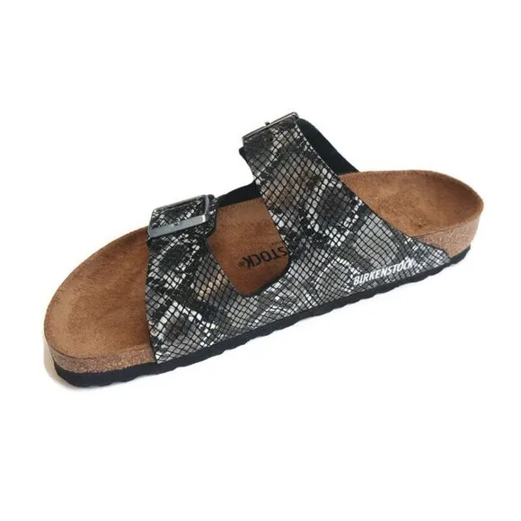 Birkenstock Arizona Sandals Mens 7 - 7.5 Womens 9 - 9.5 Black Python Narrow