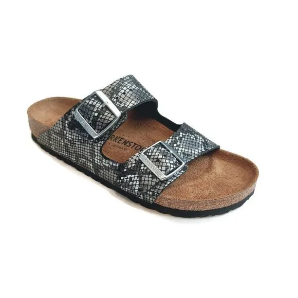 Birkenstock Arizona Sandals Mens 7 - 7.5 Womens 9 - 9.5 Black Python Narrow