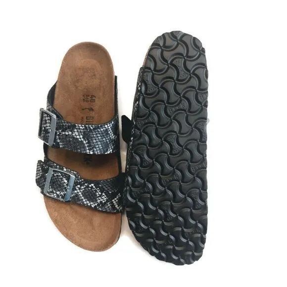 Birkenstock Arizona Sandals Mens 7 - 7.5 Womens 9 - 9.5 Black Python Narrow