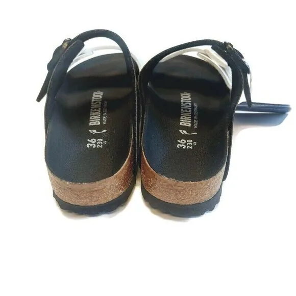 Birkenstock Arizona Split Birko-Flor Sandals Womens Size 5 Black White EU 36
