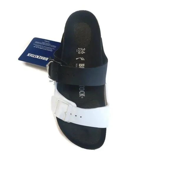 Birkenstock Arizona Split Birko-Flor Sandals Womens Size 5 Black White EU 36