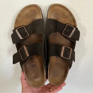 Birkenstock Arizona Suede Chocolate Brown Sandals Size 9-9.5