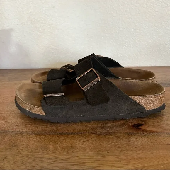 Birkenstock Arizona Suede Chocolate Brown Sandals Size 9-9.5