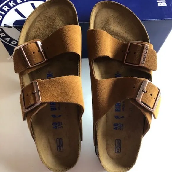 BIRKENSTOCK Arizona Suede Leather Soft footbed Sandals. Size: 9, 10, 12, 13