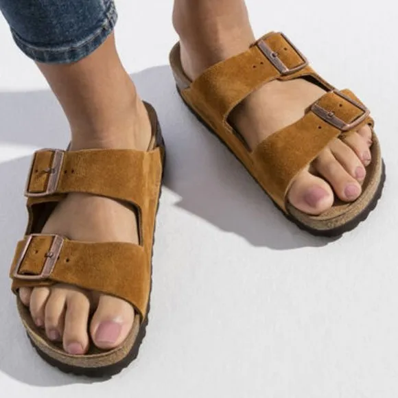 BIRKENSTOCK Arizona Suede Leather Soft footbed Sandals. Size: 9, 10, 12, 13