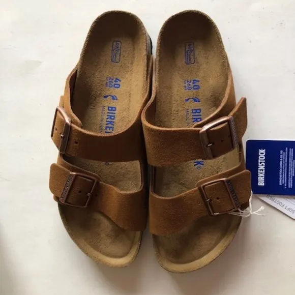 BIRKENSTOCK Arizona Suede Leather Soft footbed Sandals. Size: 9, 10, 12, 13
