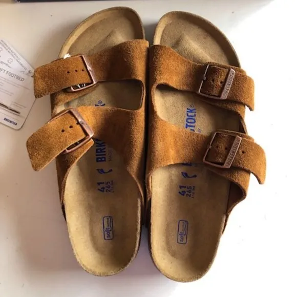 BIRKENSTOCK Arizona Suede Leather Soft footbed Sandals. Size: 9, 10, 12, 13