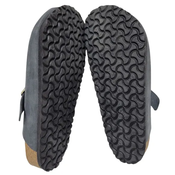 Birkenstock Boston Dark Gray Suede Soft Footbed Size 46 Excellent Condition