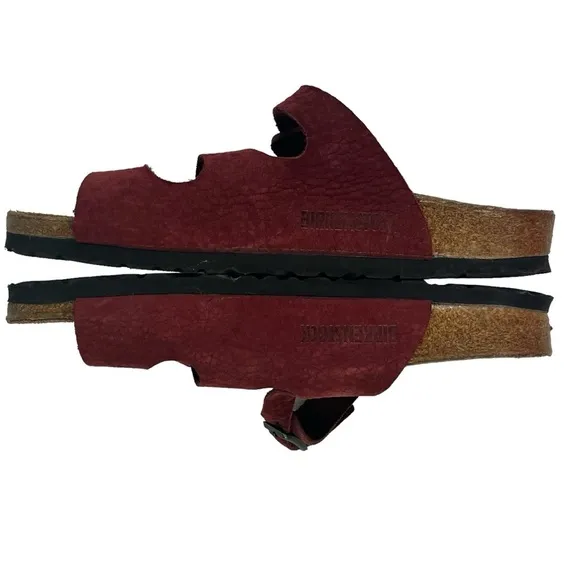 Birkenstock Florida Sandals Narrow Width Deep Red Leather Women's 36 US 5 - 5.5