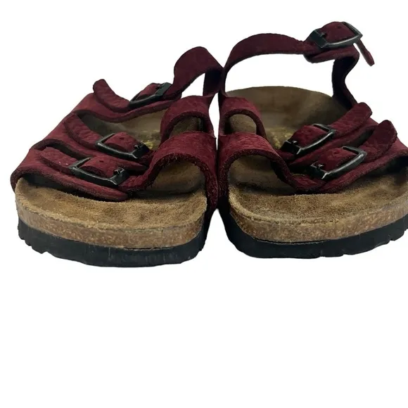 Birkenstock Florida Sandals Narrow Width Deep Red Leather Women's 36 US 5 - 5.5