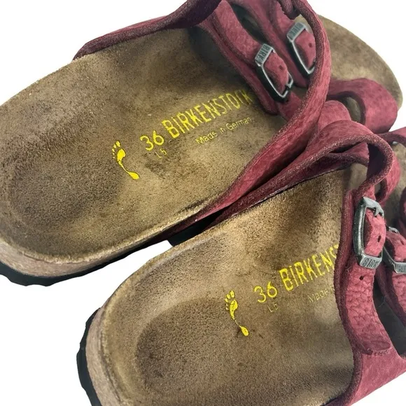 Birkenstock Florida Sandals Narrow Width Deep Red Leather Women's 36 US 5 - 5.5