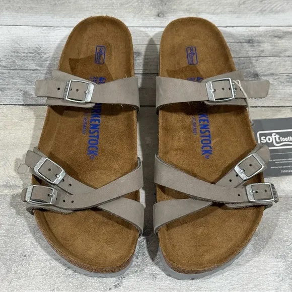 BIRKENSTOCK Franca Nubuck Leather Sandals in Dove Gray - Sz - 9-9.5 .US / 40 .EU