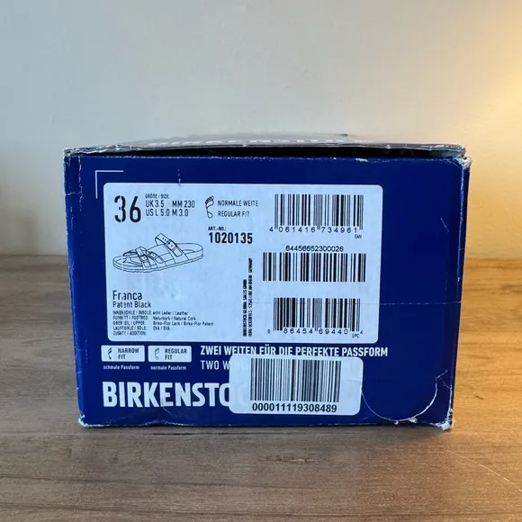 Birkenstock Franca Patent Black Sandals with Black Buckles