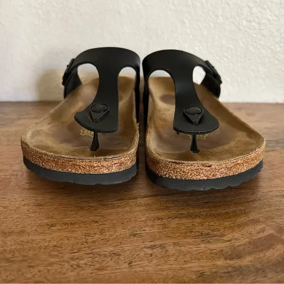 Birkenstock Gizeh Black Leather Sandals Size 6-6.5