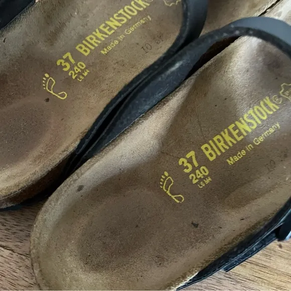 Birkenstock Gizeh Black Leather Sandals Size 6-6.5