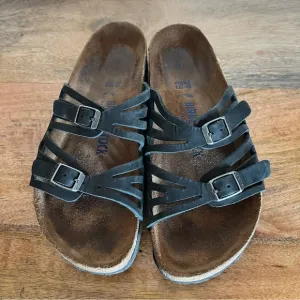 Birkenstock Granada Black Leather Sandals Size 8