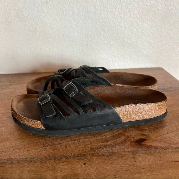 Birkenstock Granada Black Leather Sandals Size 8