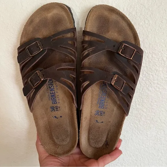 Birkenstock Granada Brown Leather Sandals Size 7