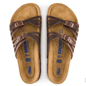 Birkenstock Granada Footbed Sandals 38 Narrow brown leather