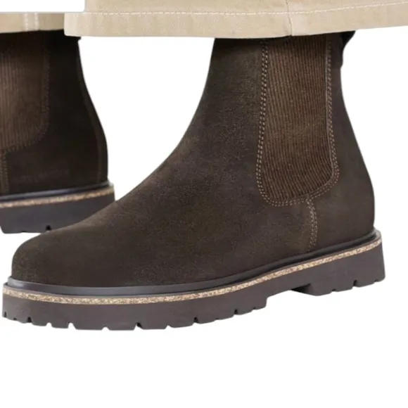 Birkenstock Highwood Slip Brown Ankle Boots with Suede Leather... Size 8