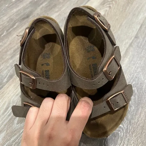 Birkenstock Kid's Brown Leather Flora Sandals - Size 29