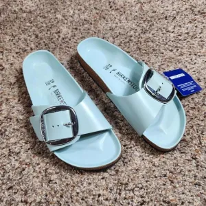 Birkenstock Madrid Big Buckle Sandals Womens 39 Blue Classic Chic Comfort New
