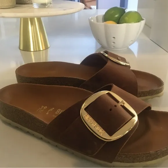 Birkenstock Madrid Big Buckle Size:EU 39 Cognac with Golf Buckle