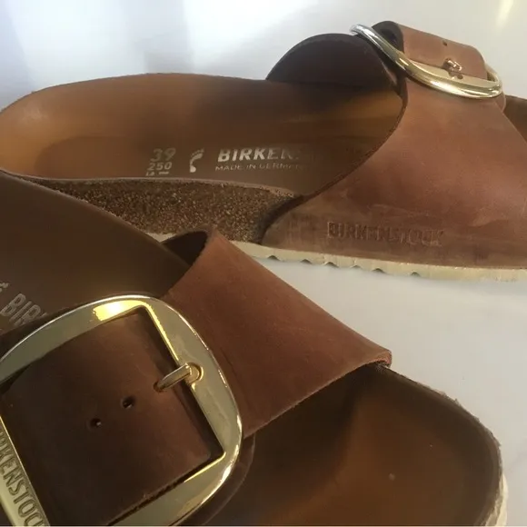 Birkenstock Madrid Big Buckle Size:EU 39 Cognac with Golf Buckle