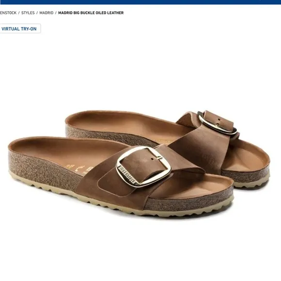 Birkenstock Madrid Big Buckle Size:EU 39 Cognac with Golf Buckle