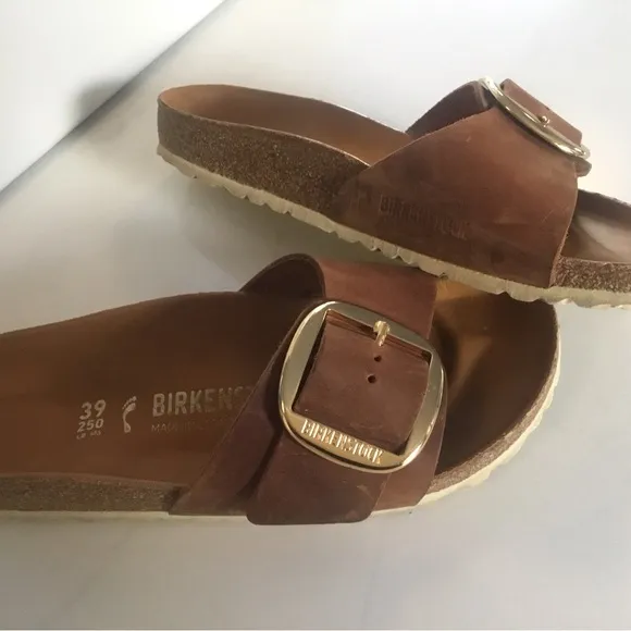 Birkenstock Madrid Big Buckle Size:EU 39 Cognac with Golf Buckle