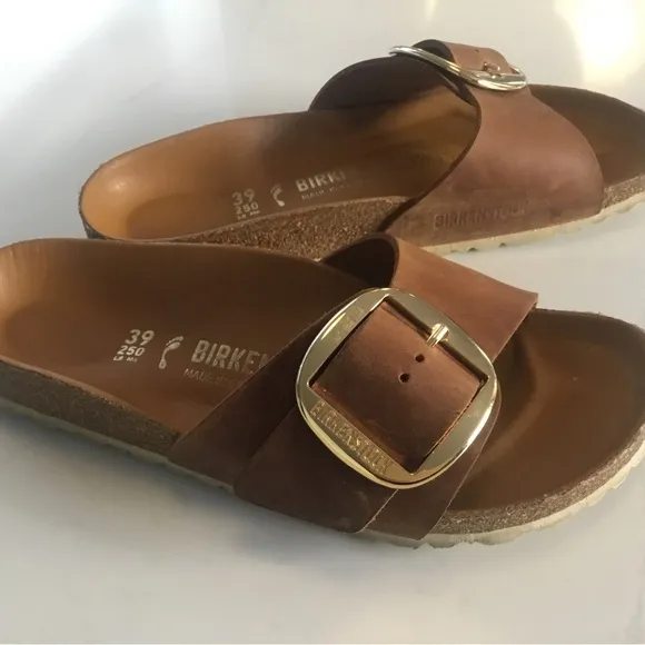 Birkenstock Madrid Big Buckle Size:EU 39 Cognac with Golf Buckle
