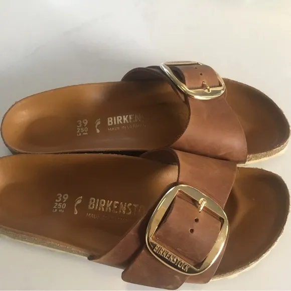 Birkenstock Madrid Big Buckle Size:EU 39 Cognac with Golf Buckle