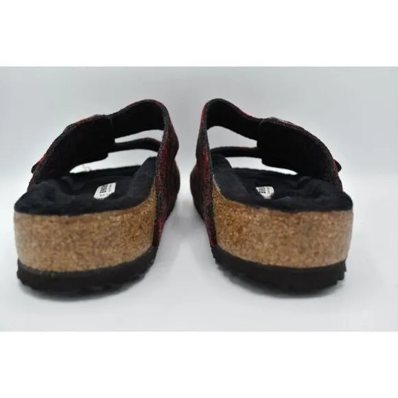 Birkenstock Mens EU 45 US 12 Arizona Rivet Plaid Red Regular Fit Wool Sandals