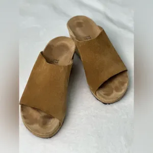 Birkenstock Papillio Namica Brown Suede Women's Slide Sandals Size 37