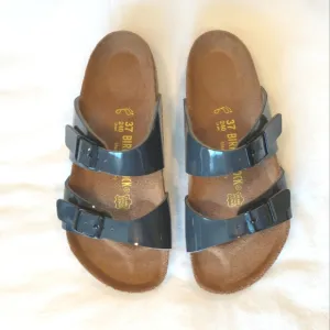 Birkenstock Patent Birko-flor Sydney Sandals - Gray - 37 EU - NWOB