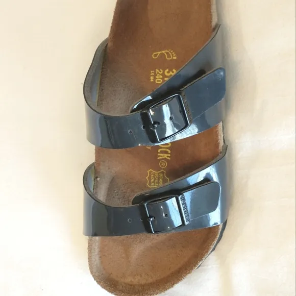 Birkenstock Patent Birko-flor Sydney Sandals - Gray - 37 EU - NWOB
