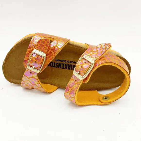 Birkenstock Rio Kids Shiny Snake Orange Sandals Narrow Fit
