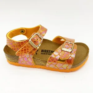 Birkenstock Rio Kids Shiny Snake Orange Sandals Narrow Fit