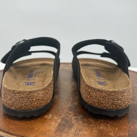 Birkenstock Sandals 42 Wm 11 Mens 9 Black Leather Arizona BS Regular Fit