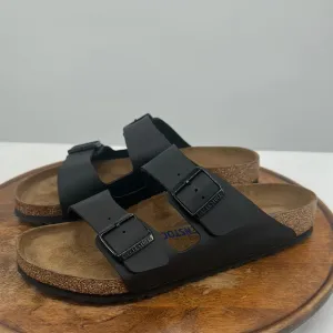 Birkenstock Sandals 42 Wm 11 Mens 9 Black Leather Arizona BS Regular Fit