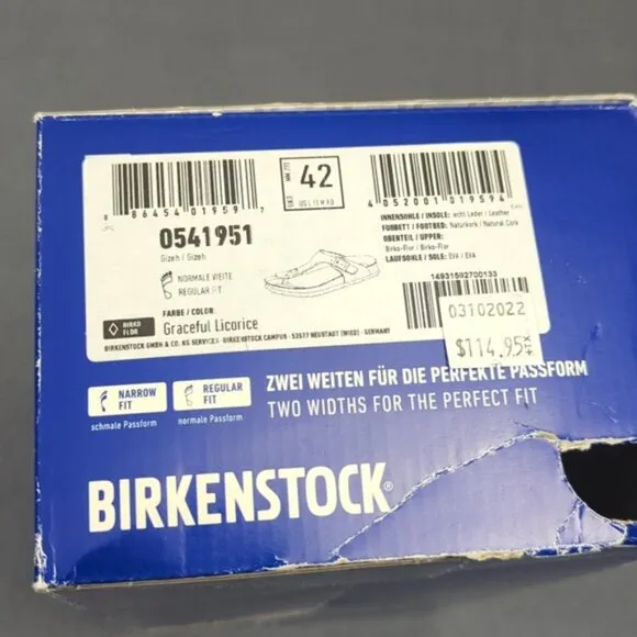 Birkenstock Sandals Eu 42 Women's 11 Graceful Licorice Gizeh BS Regular Fit NWT
