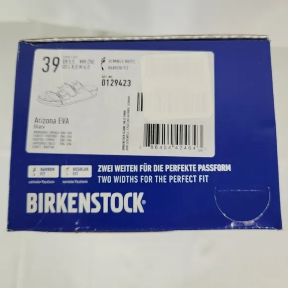 Birkenstock Unisex Arizona Essentials EVA Black Sandals Sz W8 M6 Narrow Fit NIB