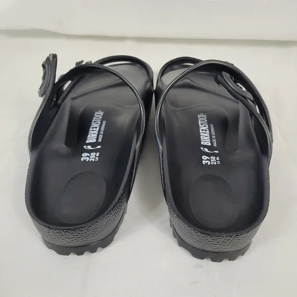 Birkenstock Unisex Arizona Essentials EVA Black Sandals Sz W8 M6 Narrow Fit NIB