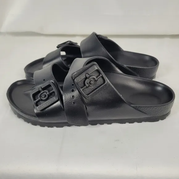 Birkenstock Unisex Arizona Essentials EVA Black Sandals Sz W8 M6 Narrow Fit NIB