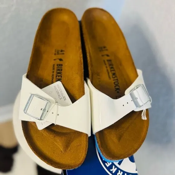 Birkenstock Women's Madrid Birko-Flor Sandals, White, Size 10.5 Euro 41, NWT