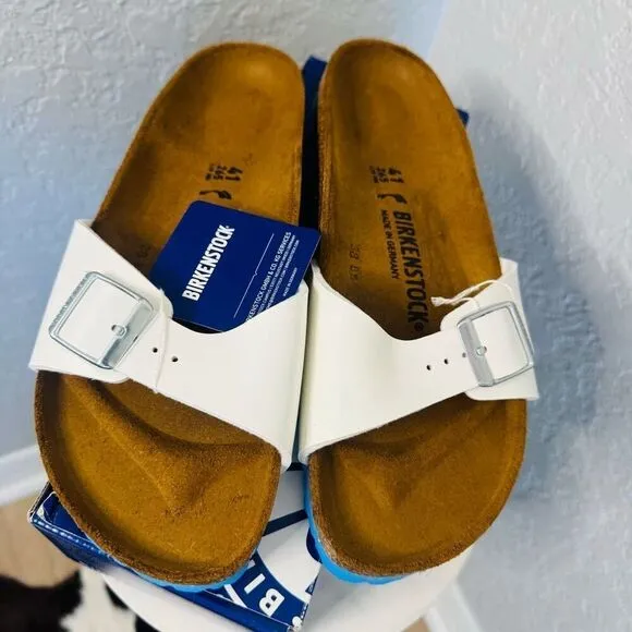 Birkenstock Women's Madrid Birko-Flor Sandals, White, Size 10.5 Euro 41, NWT
