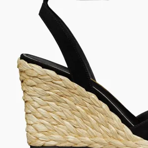 Black Wedge Espadrille Sandals