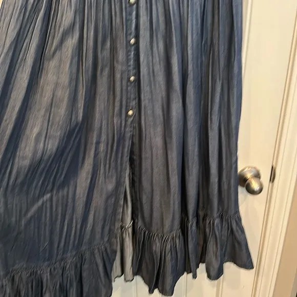 Blue Double D Ranch Tiered Maxi Skirt with Ruffles