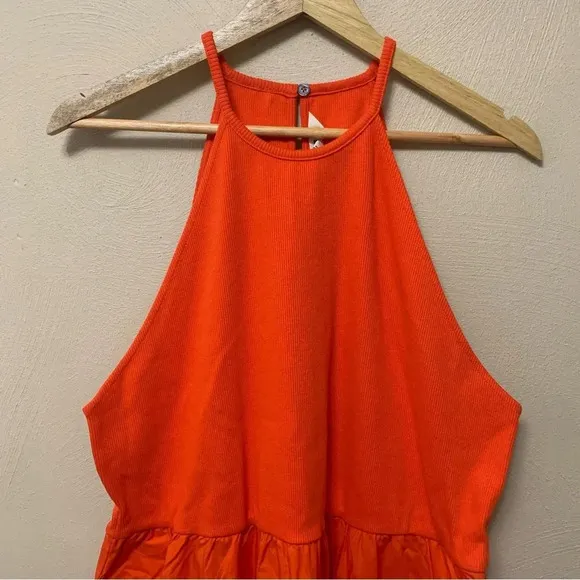 Boden Ribbed Halterneck Midi Dress in Orange Size 16 Size 18 NWT New